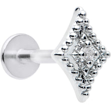 Load image into Gallery viewer, 16G 1/4 Clear Gem Deco Textured Rhombus Labret Monroe Tragus
