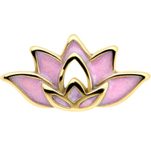 Load image into Gallery viewer, Gold Tone Lotus Flower Pink Peace Barbell Tongue Ring
