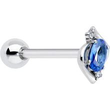 Load image into Gallery viewer, Clear Blue Gem Oval Swirl Barbell Tongue Ring
