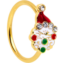 Load image into Gallery viewer, 20G 5/16 Clear Gem Gold Tone Deco Santa Christmas Nose Hoop
