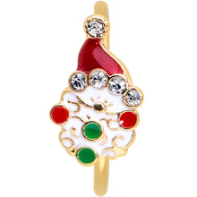 Load image into Gallery viewer, 20G 5/16 Clear Gem Gold Tone Deco Santa Christmas Nose Hoop
