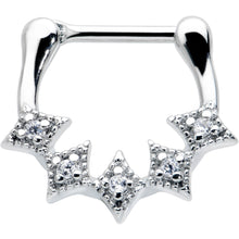 Load image into Gallery viewer, 16G 3/8 Clear Gem Textured Rhombus Arc Cartilage Clicker Ring
