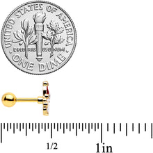 Load image into Gallery viewer, 16G 1/4 Clear Gem Gold Tone Deco Santa Christmas Cartilage Tragus
