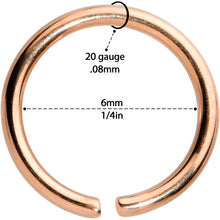 Load image into Gallery viewer, 20G 1/4 Rose Gold Tone PVD Grade 23 Titanium Bendable Hoop Ring
