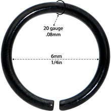 Load image into Gallery viewer, 20G 1/4 Black PVD Grade 23 Titanium Bendable Hoop Ring
