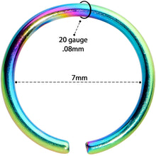 Load image into Gallery viewer, 20G 7mm Rainbow PVD Grade 23 Titanium Bendable Hoop Ring
