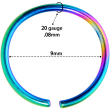 Load image into Gallery viewer, 20G 9mm Rainbow PVD Grade 23 Titanium Bendable Hoop Ring
