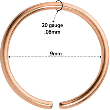 Load image into Gallery viewer, 20G 9mm Rose Gold Tone PVD Grade 23 Titanium Bendable Hoop Ring
