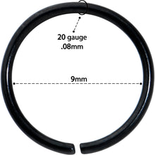 Load image into Gallery viewer, 20G 9mm Black PVD Grade 23 Titanium Bendable Hoop Ring

