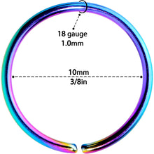 Load image into Gallery viewer, 20G 3/8 Rainbow PVD Grade 23 Titanium Bendable Hoop Ring
