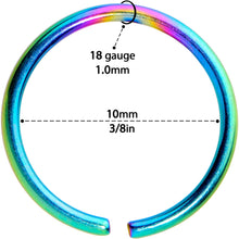 将图片加载到图库查看器，18G 3/8 Rainbow PVD Grade 23 Titanium Bendable Hoop Ring
