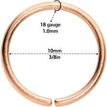 将图片加载到图库查看器，18G 3/8 Rose Gold Tone PVD Grade 23 Titanium Bendable Hoop Ring
