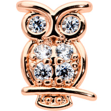 Load image into Gallery viewer, 16G 5/16 Clear CZ Gem Rosy Hue Owl Internal Thread Labret Tragus
