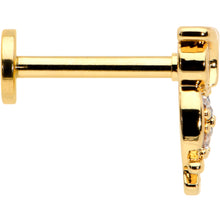 Load image into Gallery viewer, 16G 5/16 Clear CZ Gem Gold Hue Owl Internal Thread Labret Tragus
