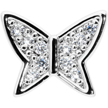 将图片加载到图库查看器，16G 1/4 Clear CZ Gem Butterfly Internally Threaded Labret Tragus
