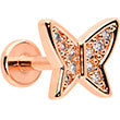 Load image into Gallery viewer, 16G 1/4 CZ Gem Rosy Hue Butterfly Internal Thread Labret Tragus
