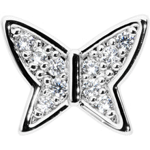 Load image into Gallery viewer, 16G 5/16 Clear CZ Gem Butterfly Internally Threaded Labret Tragus
