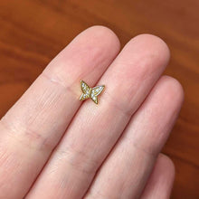 Load image into Gallery viewer, 16G 5/16 CZ Gem Gold Hue Butterfly Internal Thread Labret Tragus
