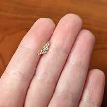 Load image into Gallery viewer, 16G 1/4 CZ Gem Gold Hue Texture Arc Internal Thread Labret Tragus
