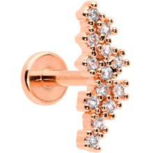 Load image into Gallery viewer, 16G 5/16 CZ Gem Rose Hue Texture Arc Internal Thread Labret Tragus

