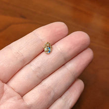 Load image into Gallery viewer, 16G 5/16 Blue Gem Gold Hue Texture Hamsa Labret Monroe Tragus

