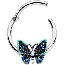 Load image into Gallery viewer, 16G 3/8 Aurora Gem Colorful Glam Butterfly Hinged Segment Ring
