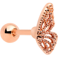 Load image into Gallery viewer, 16G 1/4 Rose Gold Tone Textured Butterfly Cartilage Tragus Earring
