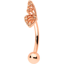 Load image into Gallery viewer, 16G 5/16 Rose Gold Tone Textured Wing Curved Eyebrow Ring
