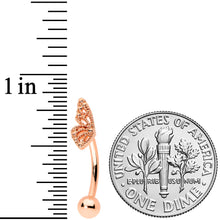 Load image into Gallery viewer, 16G 5/16 Rose Gold Tone Textured Wing Curved Eyebrow Ring
