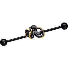 Load image into Gallery viewer, 14G Black Understated Octopus Industrial Barbell 38mm
