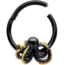 Load image into Gallery viewer, 16G 3/8 Black Understated Octopus Hinged Segment Ring
