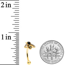 将图片加载到图库查看器，16G 5/16 Clear Black Gem Gold Hue Angular Bee Curved Eyebrow Ring
