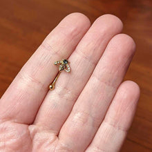 将图片加载到图库查看器，16G 5/16 Clear Black Gem Gold Hue Angular Bee Curved Eyebrow Ring
