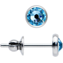 Load image into Gallery viewer, 4mm Blue Crystal Implant Grade Titanium Stud Earrings
