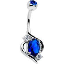 将图片加载到图库查看器，Blue Clear Gem Oval Swirl Elegant Belly Ring
