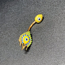 将图片加载到图库查看器，Gold Tone Bold Peacock Feather Double Mount Belly Ring
