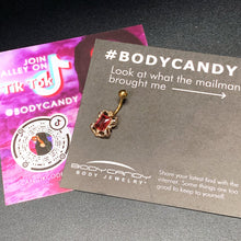 Load image into Gallery viewer, Clear Pink Gem Gold Tone Open Oblong Elegant Belly Ring
