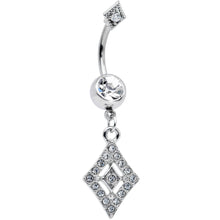 将图片加载到图库查看器，Clear Gem Double Rhombus Deco Double Mount Dangle Belly Ring
