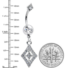 将图片加载到图库查看器，Clear Gem Double Rhombus Deco Double Mount Dangle Belly Ring

