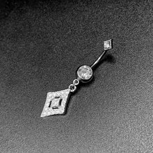 将图片加载到图库查看器，Clear Gem Double Rhombus Deco Double Mount Dangle Belly Ring
