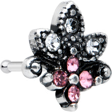 将图片加载到图库查看器，20G 1/4 Clear Pink Gem Abstract Leaf Flower Nose Bone
