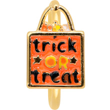 Load image into Gallery viewer, 20G 5/16 Gold Tone Trick or Treat Bag Halloween Nose Hoop
