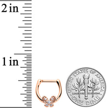 将图片加载到图库查看器，16G 5/16 Clear Gem Rose Gold Tone Beauty Butterfly Cartilage Clicker
