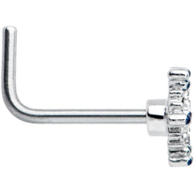 Load image into Gallery viewer, 20G 1/4 Clear Blue Gem Festive Snowflake L Shape Nose Ring

