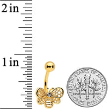 Load image into Gallery viewer, Clear Gem Gold Tone Beauty Bee Belly Ring

