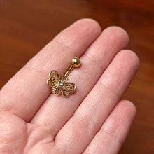 Load image into Gallery viewer, Clear Gem Gold Tone Beauty Bee Belly Ring
