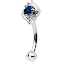 Load image into Gallery viewer, 16G 5/16 Clear Blue Gem Oval Swirl Curved Eyebrow Ring
