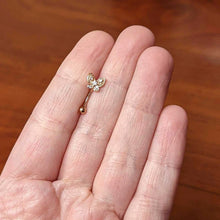 Load image into Gallery viewer, 16G 5/16 Clear Gem Rose Gold Tone Butterfly Curved Eyebrow Ring
