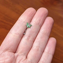 Load image into Gallery viewer, 16G 5/16 Green Gem Pot Leaf Textured Curved Eyebrow Ring
