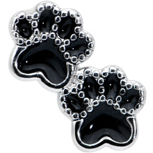 Load image into Gallery viewer, 16G 1/4 Textured Black Paw Prints Cartilage Tragus Earring
